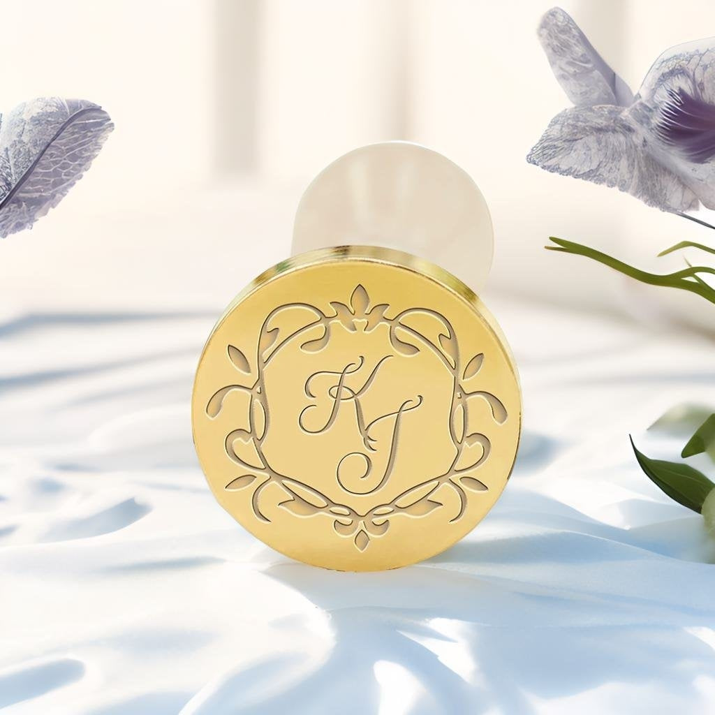 Curlicue Circle Wedding Custom Wax Seal Stamp with Double Initials