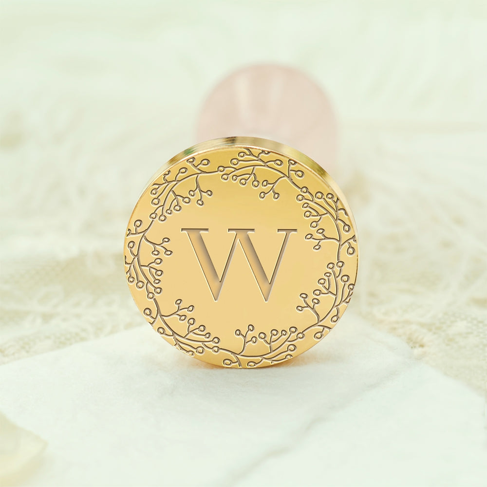 Custom Single Letter Borderless Botanical Wax Seal Stamp - Style 23 23